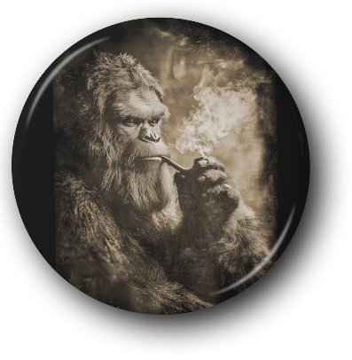 Bigfoot Smoking a Pipe - One Inch Pinback Button