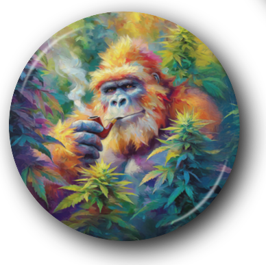 Bigfoot Smoking a Pipe in a Marijuana Field - One Inch Pinback Button