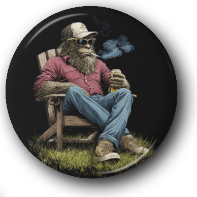 Bigfoot Smoking a Pipe - One Inch Pinback Button