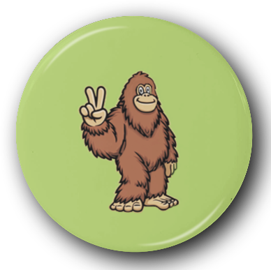 Peace Sign Bigfoot - One Inch Pinback Button