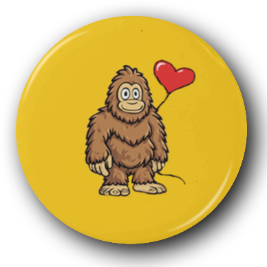 Bigfoot with a Heart - One Inch Pinback Button