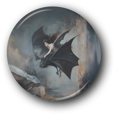 Dark Faires on Bat - One Inch Pinback Button