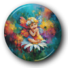 Baby Fairy on a Sunflower - One Inch Pinback Button