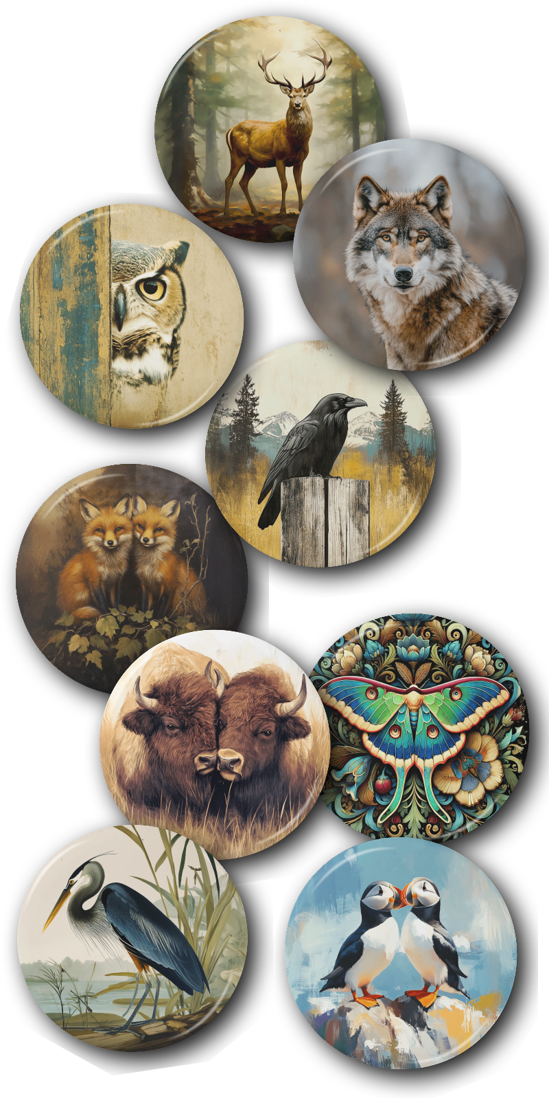 Group-Wild-Animals Wild Animal Buttons