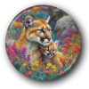 Loving Mountain Lion and Baby - One Inch Pinback Button