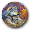 Loving Wolf and Baby - One Inch Pinback Button