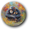 Chimpanzee Mom & Baby - Zoo Animals - One Inch Pinback Button