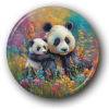 Panda Bear Mom & Baby - Zoo Animals - One Inch Pinback Button