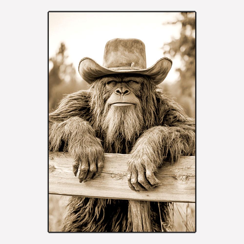 Bigfoot Cowboy Hanging Out Magnet