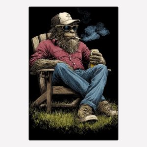 Bigfoot Relaxing with a Beer and a Smoke