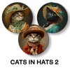 Cats in Hats Magnet Set #2