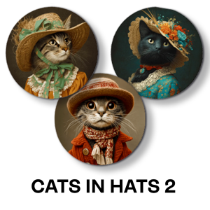 Cats in Hats Magnet Set #2