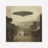 Vintage Flying Saucer Over Old West Town Magnet
