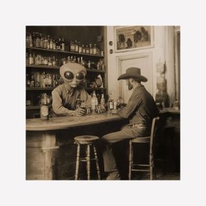 Old West Alien Bartender Magnet