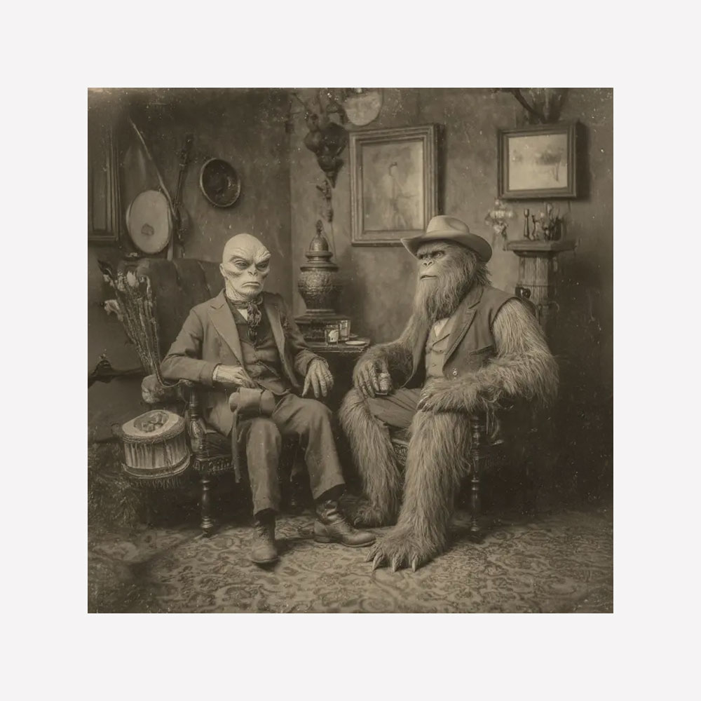 Bigfoot & Extraterrestrial Tell Tall Tales Magnet