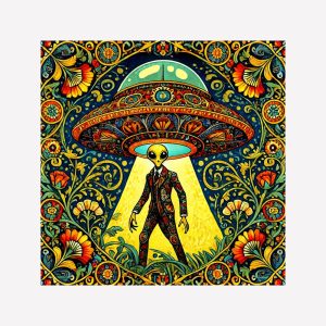 Nouveau Alien Under Spaceship Magnet