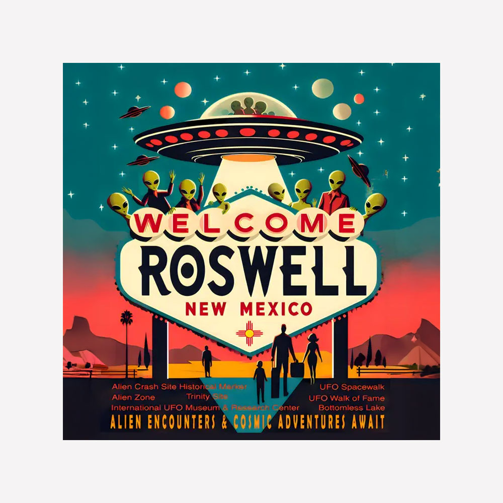 Vintage Southwest New Mexico Roswell Aliens Magnet